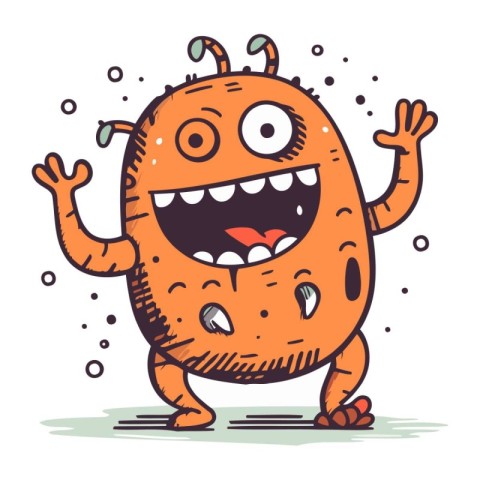 Funny cartoon monster. Vector illustration of cute monster. Cart