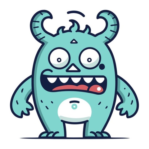 Funny cartoon monster. Vector illustration of a cute little mons