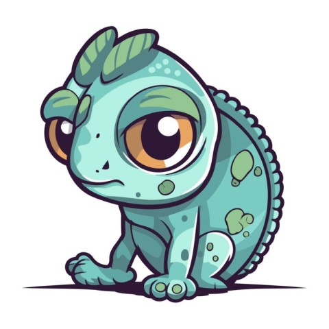 Cute cartoon chameleon. Vector illustration isolated on white ba