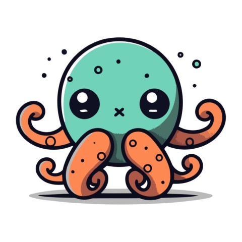 Octopus character design. Cute cartoon octopus vector illustrati