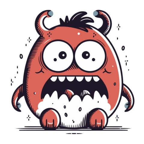 Funny cartoon monster. Vector illustration of a monster with emo