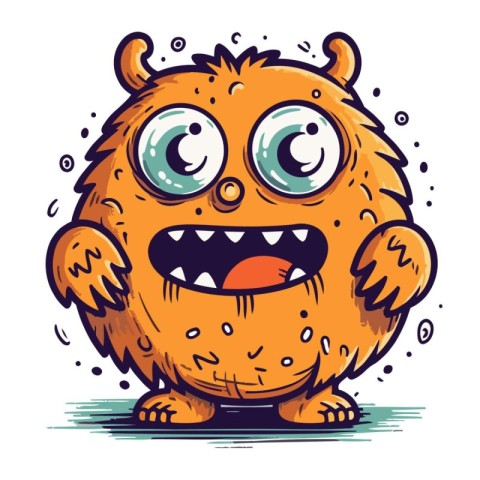 Funny cartoon monster. Vector illustration isolated on a white b