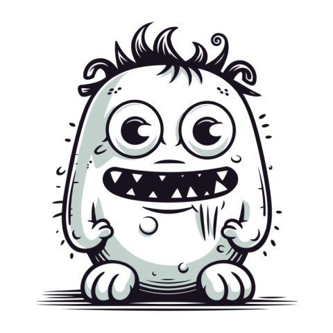 Angry cartoon monster. Vector illustration isolated on a white b