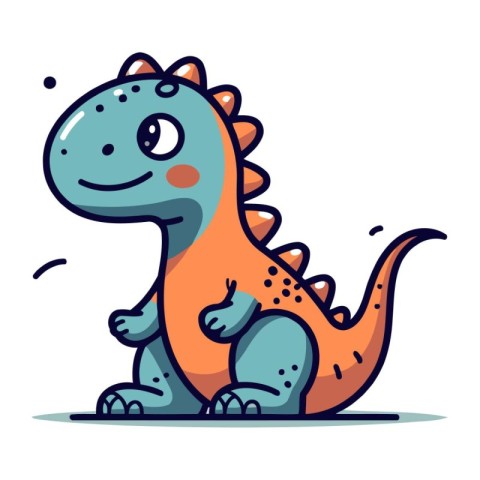 Cute cartoon dinosaur. Colorful vector illustration in a flat st