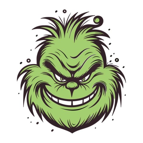 Mascot with funny monster face on white background. Vector illus