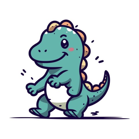 Cute Dinosaur Cartoon Mascot Character. Vector Illustration.