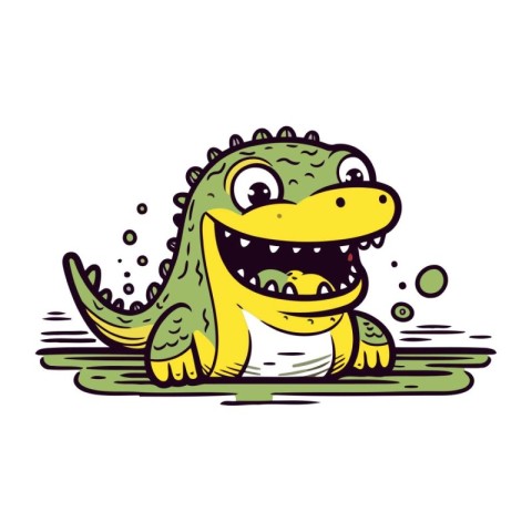 Cute crocodile cartoon character. Vector illustration for your d