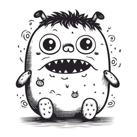 Cute cartoon monster. Vector illustration. Isolated on white bac