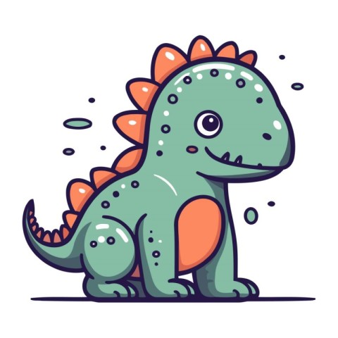 Cute cartoon dinosaur. Vector illustration isolated on a white b