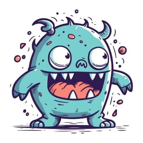 Funny cartoon monster. Vector illustration of a monster with emo