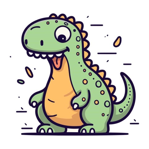 Cute cartoon dinosaur. Vector illustration in doodle style.