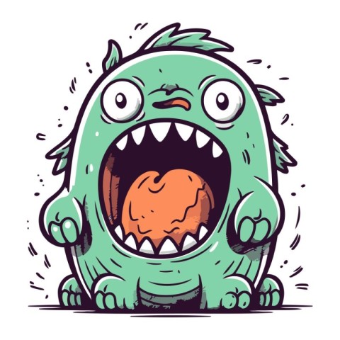 Funny cartoon monster. Vector illustration. Isolated on white ba