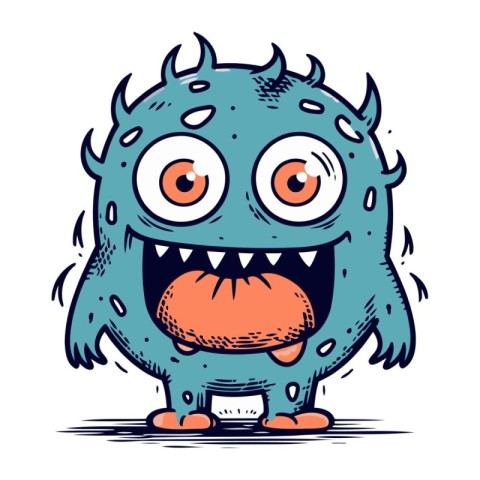 Funny monster with big eyes. Vector illustration in cartoon styl