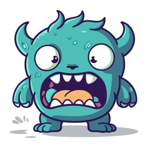 Angry cartoon monster. Vector illustration isolated on a white b