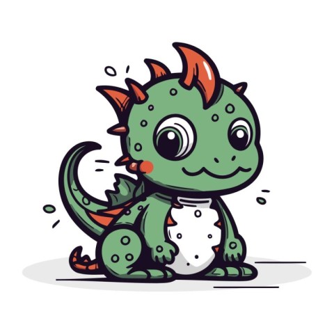 Cute cartoon dragon. Vector illustration isolated on a white bac