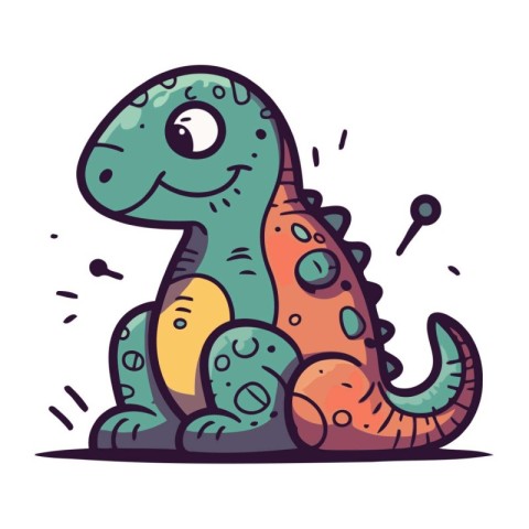 Cute cartoon dinosaur. Vector illustration isolated on a white b