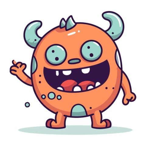 Cartoon monster. Vector illustration. Cute monster character. Ca