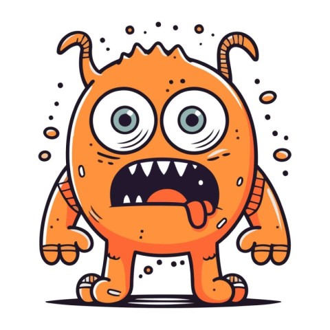 Funny cartoon monster. Vector illustration isolated on a white b