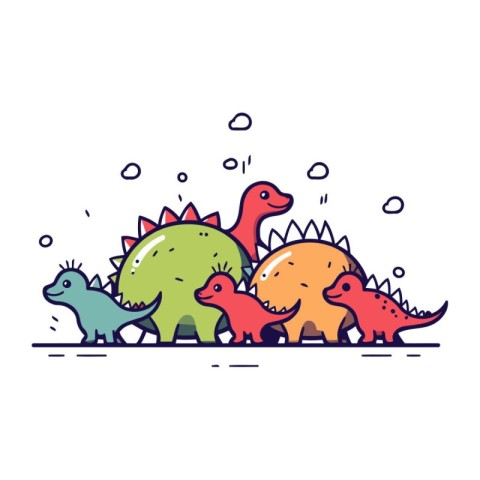 Cute dinosaurs. Vector illustration in doodle style isolated on