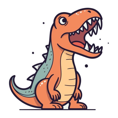 Funny cartoon dinosaur. Vector illustration of a cute tyrannosau