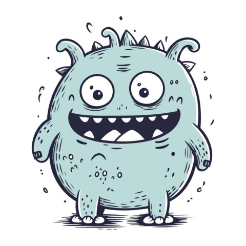 Funny cartoon monster. Vector illustration. Isolated on white ba