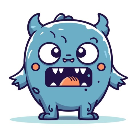 Angry cartoon monster. Vector illustration of cute monster. Hall