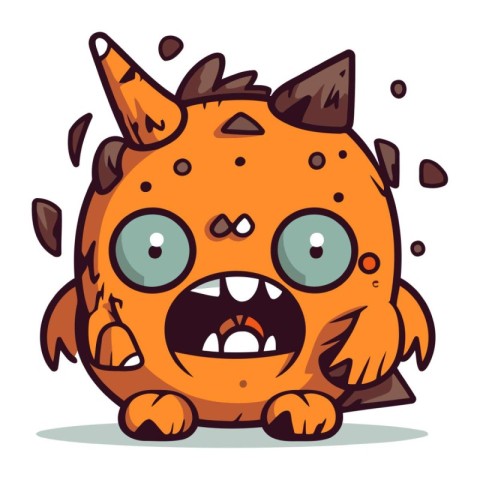 Funny monster character vector illustration. Cute monster with b