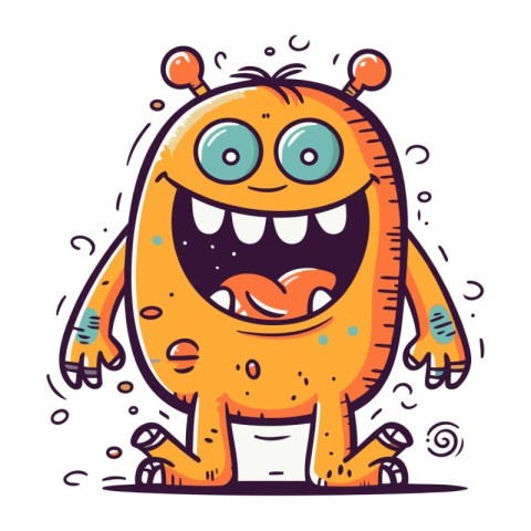 Funny cartoon monster. Vector illustration. Cute monster charact