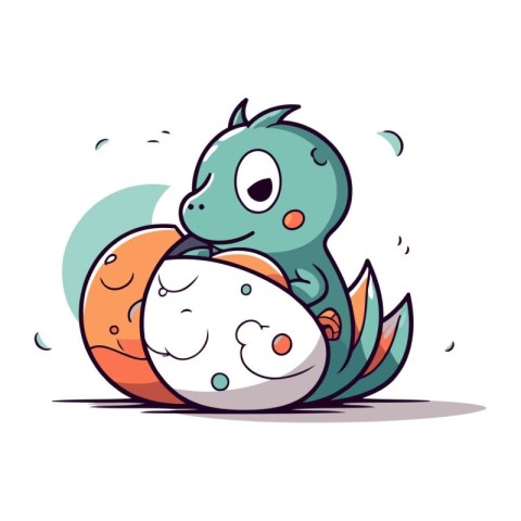 Cute monster with a shell. Vector illustration in cartoon style.