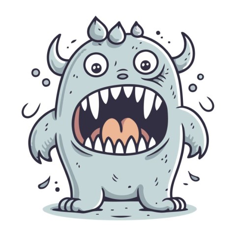 Angry cartoon monster. Vector illustration. Isolated on white ba