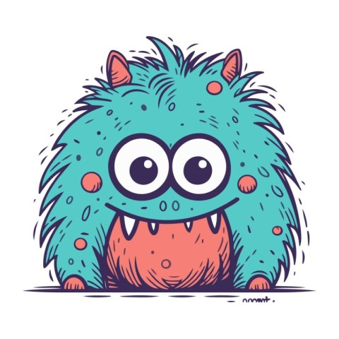 Funny monster. Cute cartoon monster. Vector illustration isolate