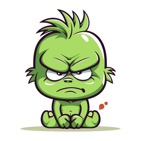 Angry Green Monster Cartoon Mascot Character. Vector Illustratio