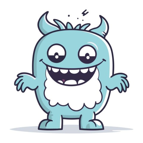 Funny Cartoon Monster Character Vector Illustration. Cute Monste