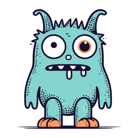 Cartoon monster. Vector illustration of funny monster. Cute mons