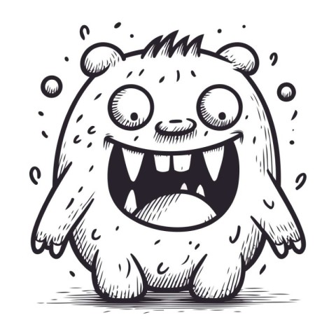 Angry cartoon monster. Vector illustration isolated on a white b