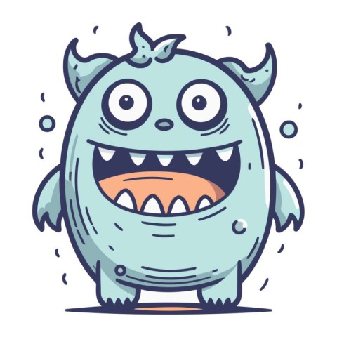 Funny cartoon monster. Vector illustration of cute monster. Cart