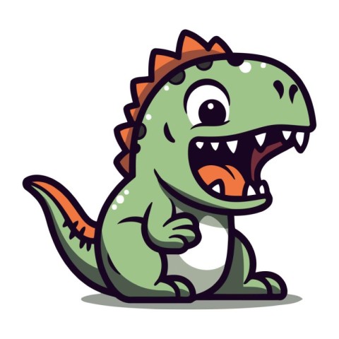 Cute cartoon dinosaur. Vector illustration isolated on a white b