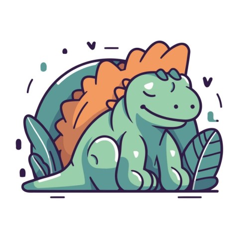 Cute cartoon dinosaur. Colorful vector illustration in flat styl