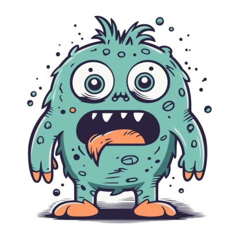Funny cartoon monster. Vector illustration isolated on the white