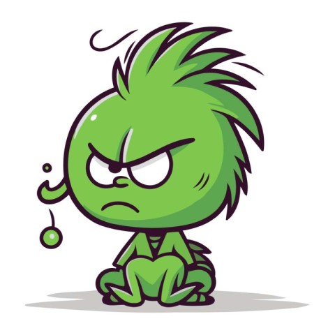 Angry Green Monster Cartoon Mascot Character Vector Illustration