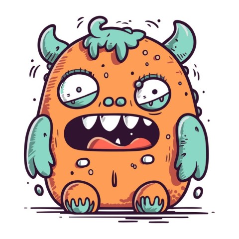 Funny cartoon monster. Vector illustration of a monster for Hall