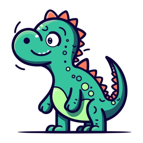 Cute cartoon dinosaur. Vector illustration isolated on a white b