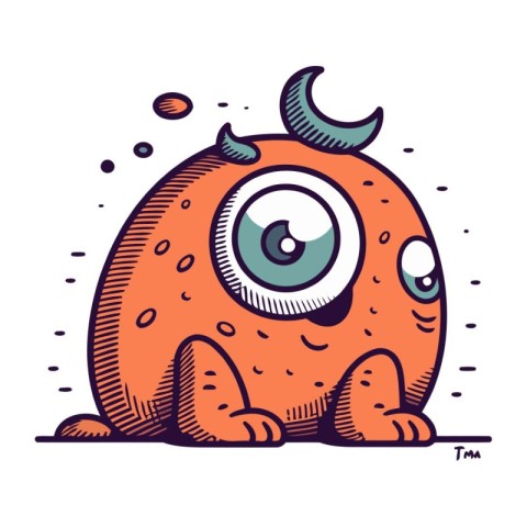 Cute monster with eyes. Vector illustration in doodle style.