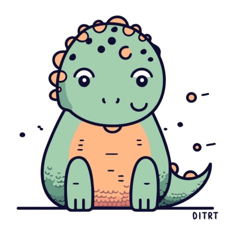 Cute cartoon dinosaur. Vector illustration of a cute dinosaur. C