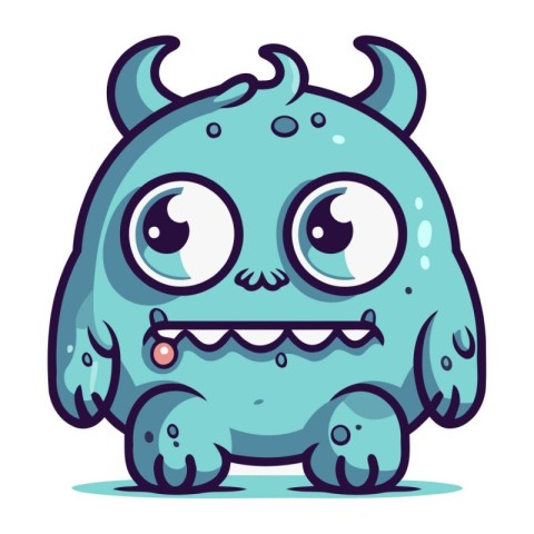 Cartoon monster with big eyes. Vector illustration of cute monst