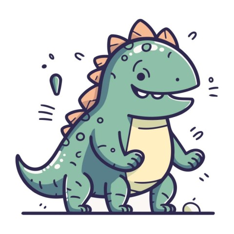 Cute cartoon dinosaur. Vector illustration of a funny dinosaur.