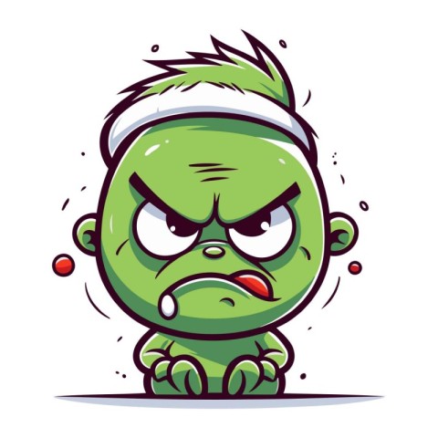 Zombie Crying Cartoon Mascot Character Vector Illustration.