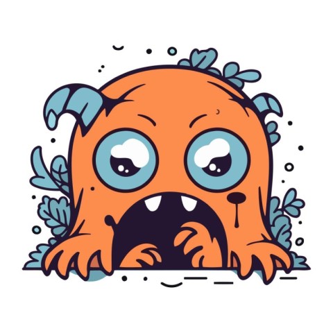 Funny monster with big eyes. Vector illustration in cartoon styl