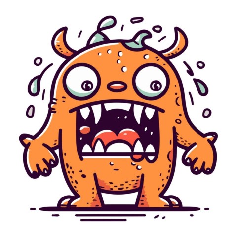 Funny cartoon monster. Vector illustration isolated on a white b