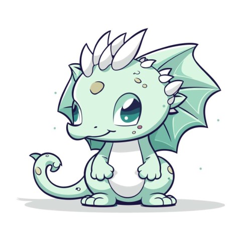 Cute cartoon dragon. Vector illustration isolated on a white bac